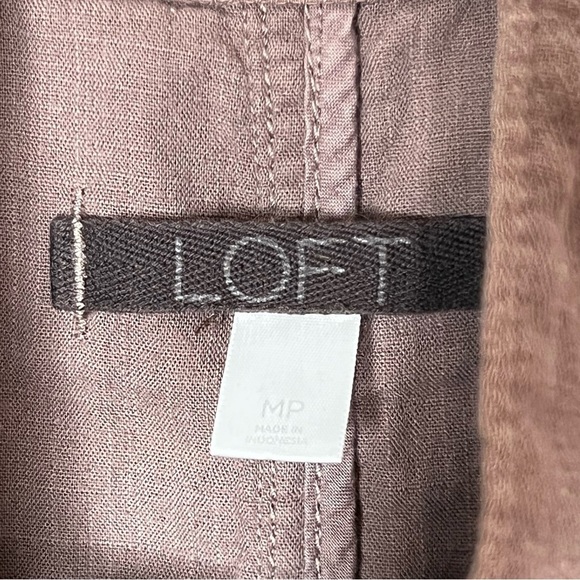 Loft Womens Petite Medium PM Military Jacket Brown Lightweight Drawstring Front - Picture 7 of 8